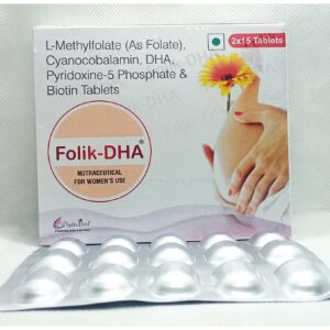 Folik-DHA tablets, prenatal supplement available for pharma marketing and distribution through pharma PCD.
