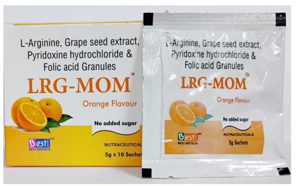 LRG-Mom sachets for healthy pregnancy care available with Best Biotech for pharma distribution and marketing.