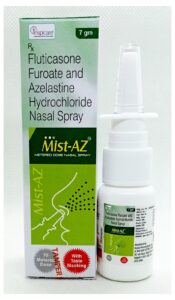 Mist-AZ Nasal Spray (Fluticasone Propionate (0.05% w/v) + Azelastine Hydrochloride (0.14% w/v) for seasonal and perennial allergies.