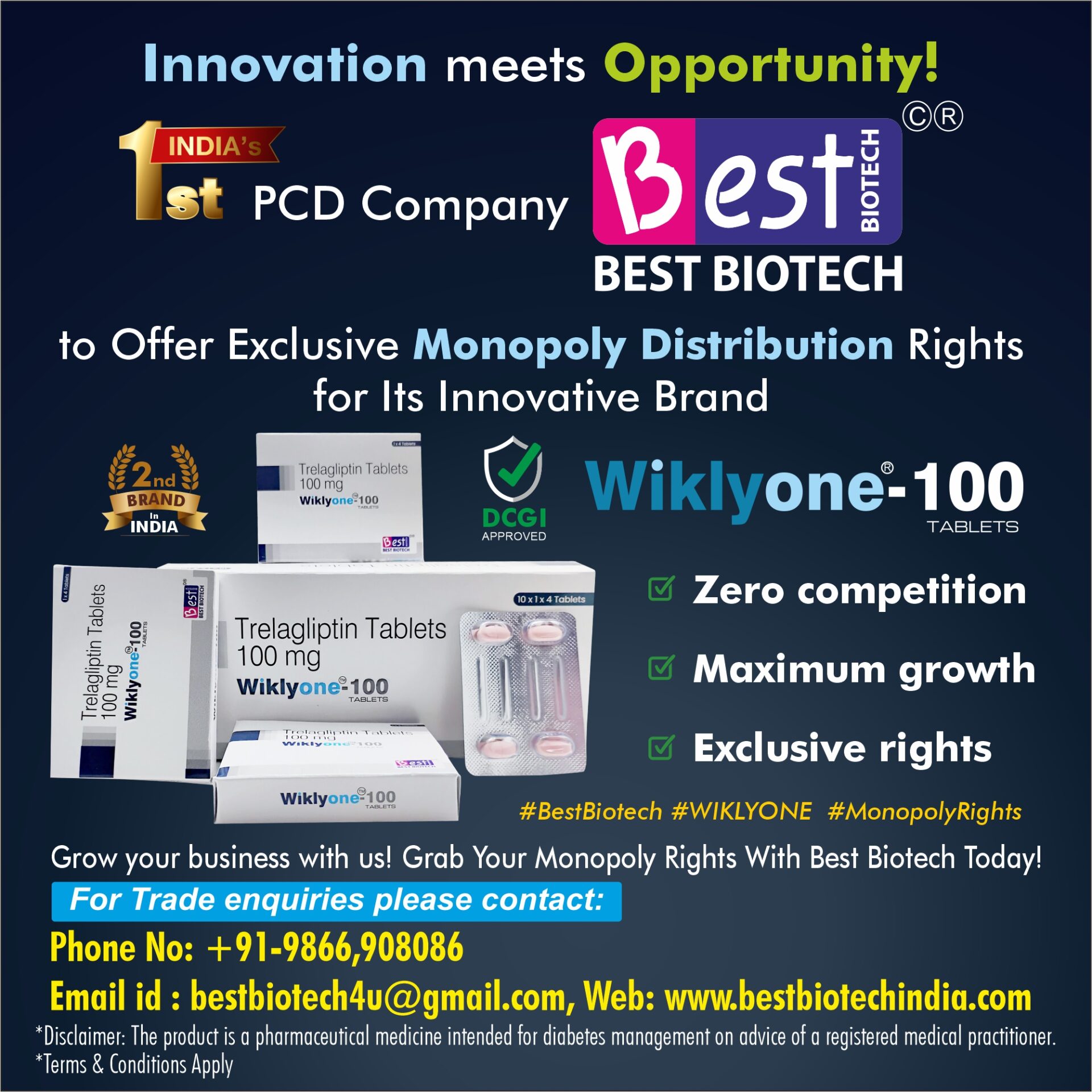Pharma Franchise & PCD Opportunity: Market WIKLYONE, the Future of Diabetes Management