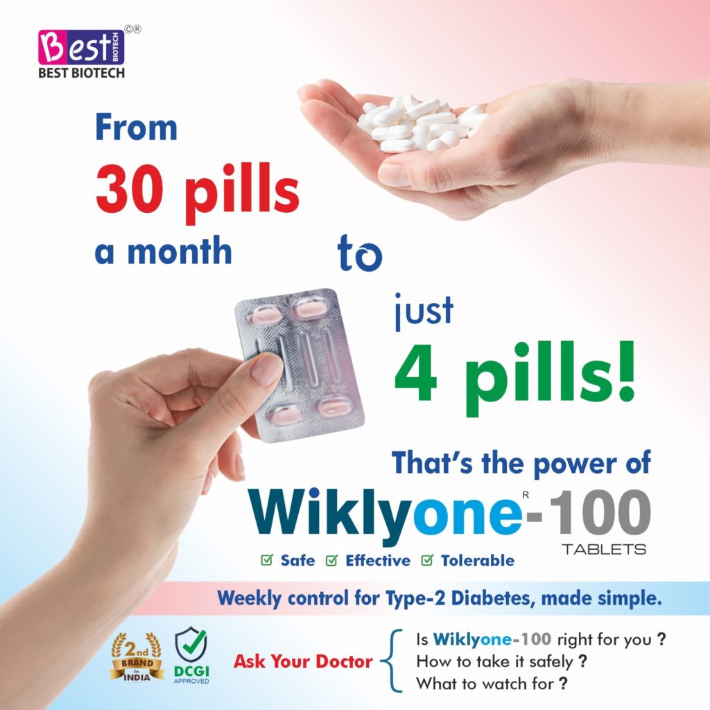 Anti-diabetic medicine Trelagliptin-100 (WIKLYONE) is the first once-a-week medicine for diabetes management.